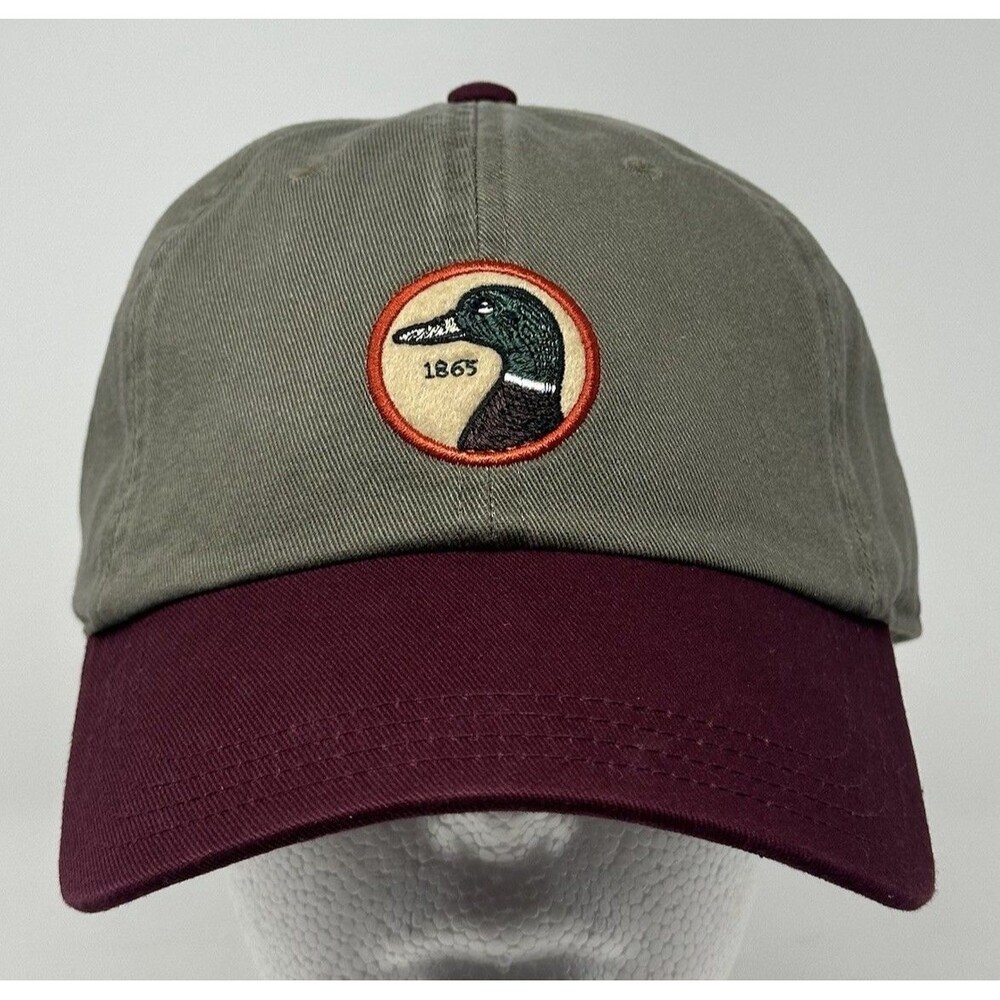 Duck Head Circle Patch Twill Strapback Hat Olive Red Embroidered Classic OSFM